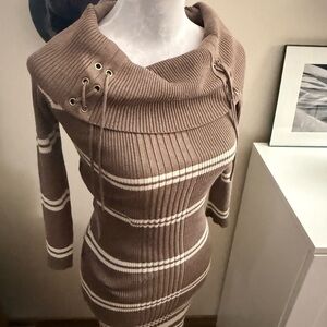 Pink Rose Brown and Cream Sweater